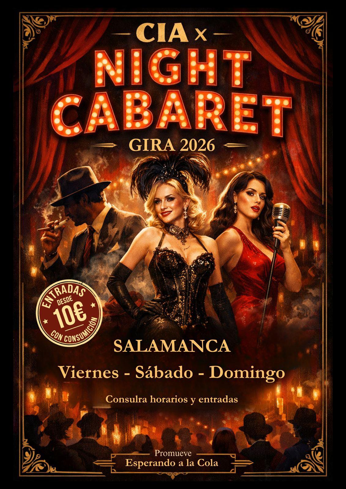 Cartel del espectáculo Night Cabaret. Gira 2026 en Salamanca.
